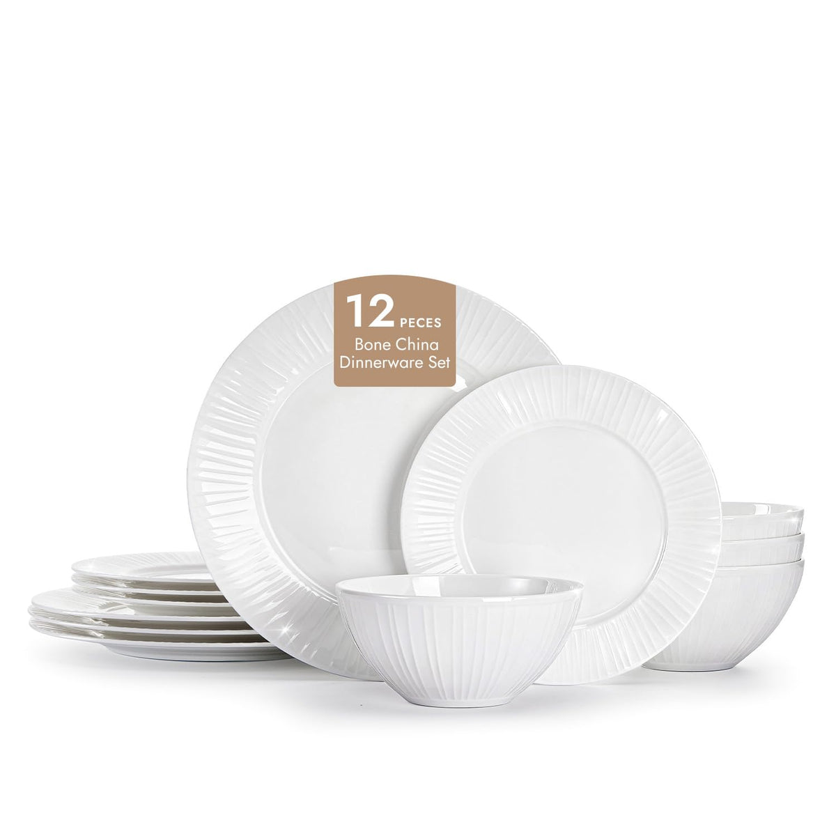 KINGSTONE vajilla china de hueso para cuatro, con platos grandes y estilo elegante.