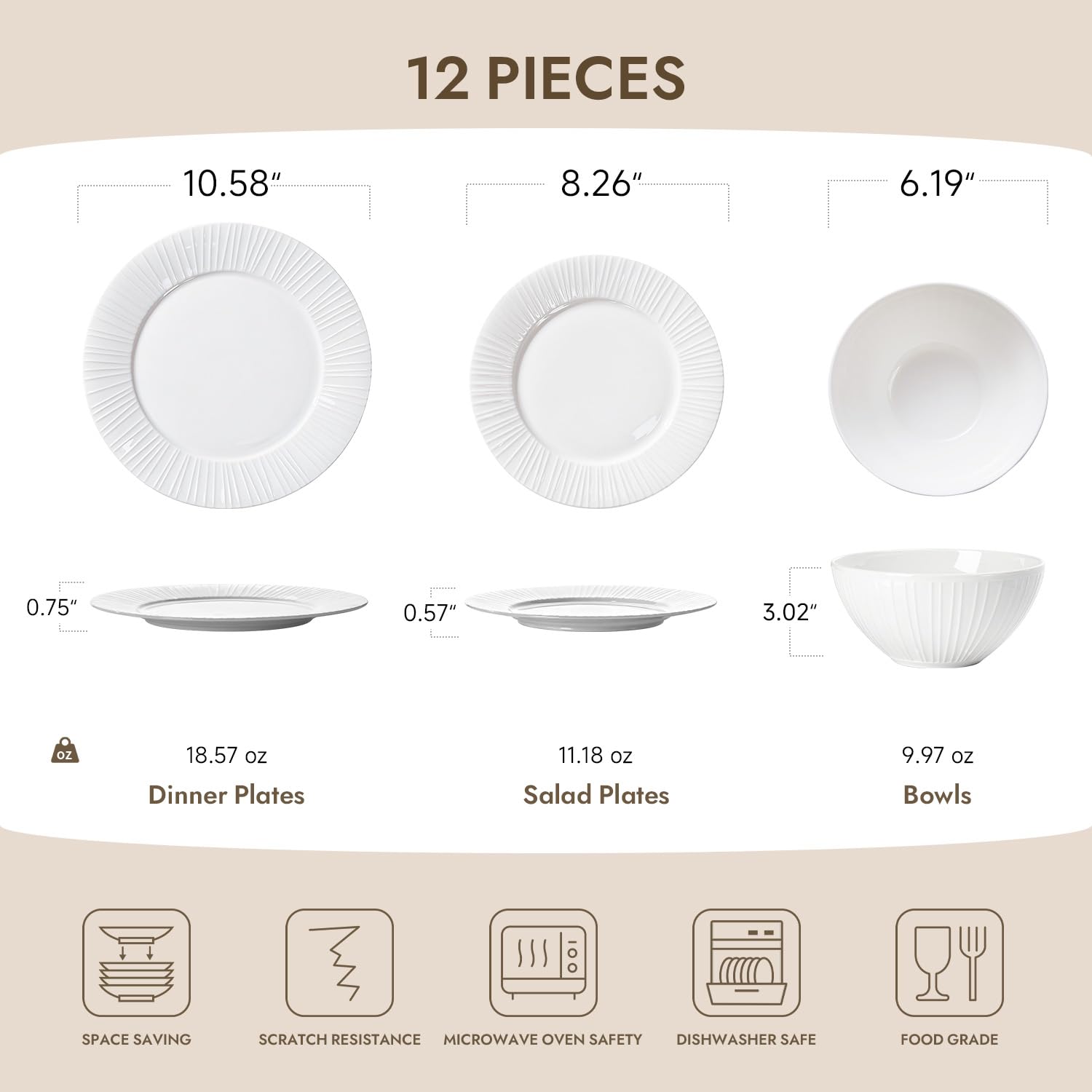 KINGSTONE platos grandes con textura romana para una mesa más refinada.