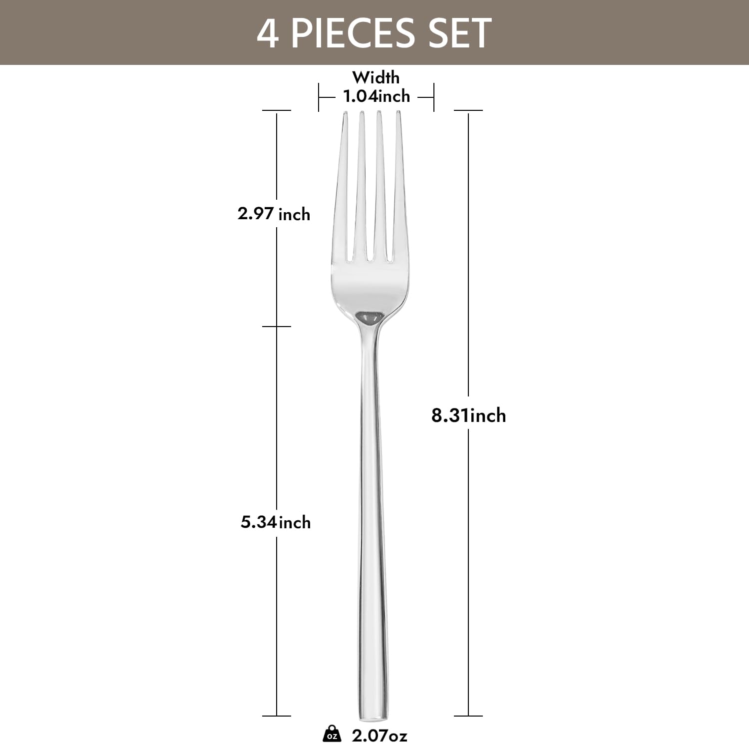 KINGSTONE tenedor de cena 8-3 pulgadas, longitud ideal para platos grandes