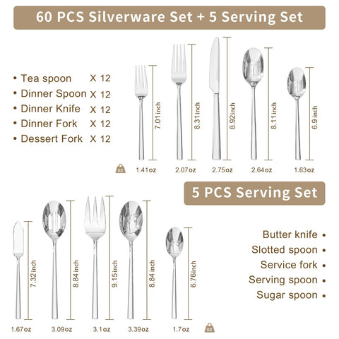 KINGSTONE utensilios de servicio 12 piezas para mesas de evento y banquetes.