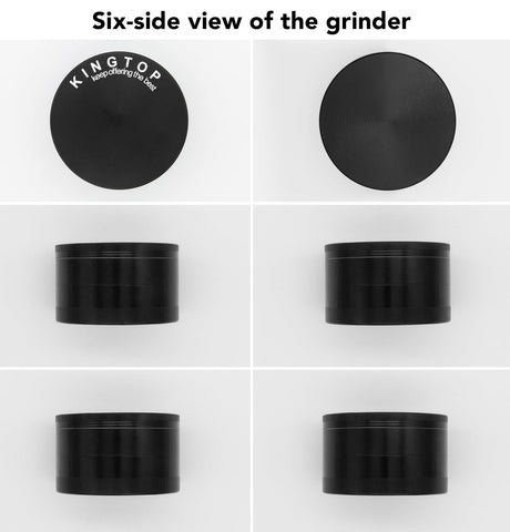 KINGTOP Grinder: acabado negro medianoche para estilo discreto y elegante.