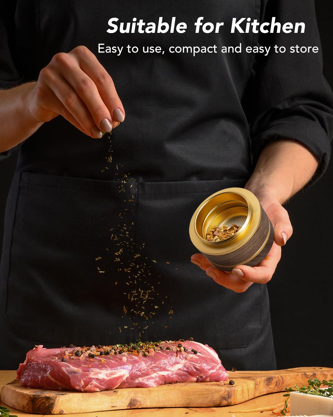 KINGTOP molinillo especias en aluminio, ideal para chiles secos y pimienta.