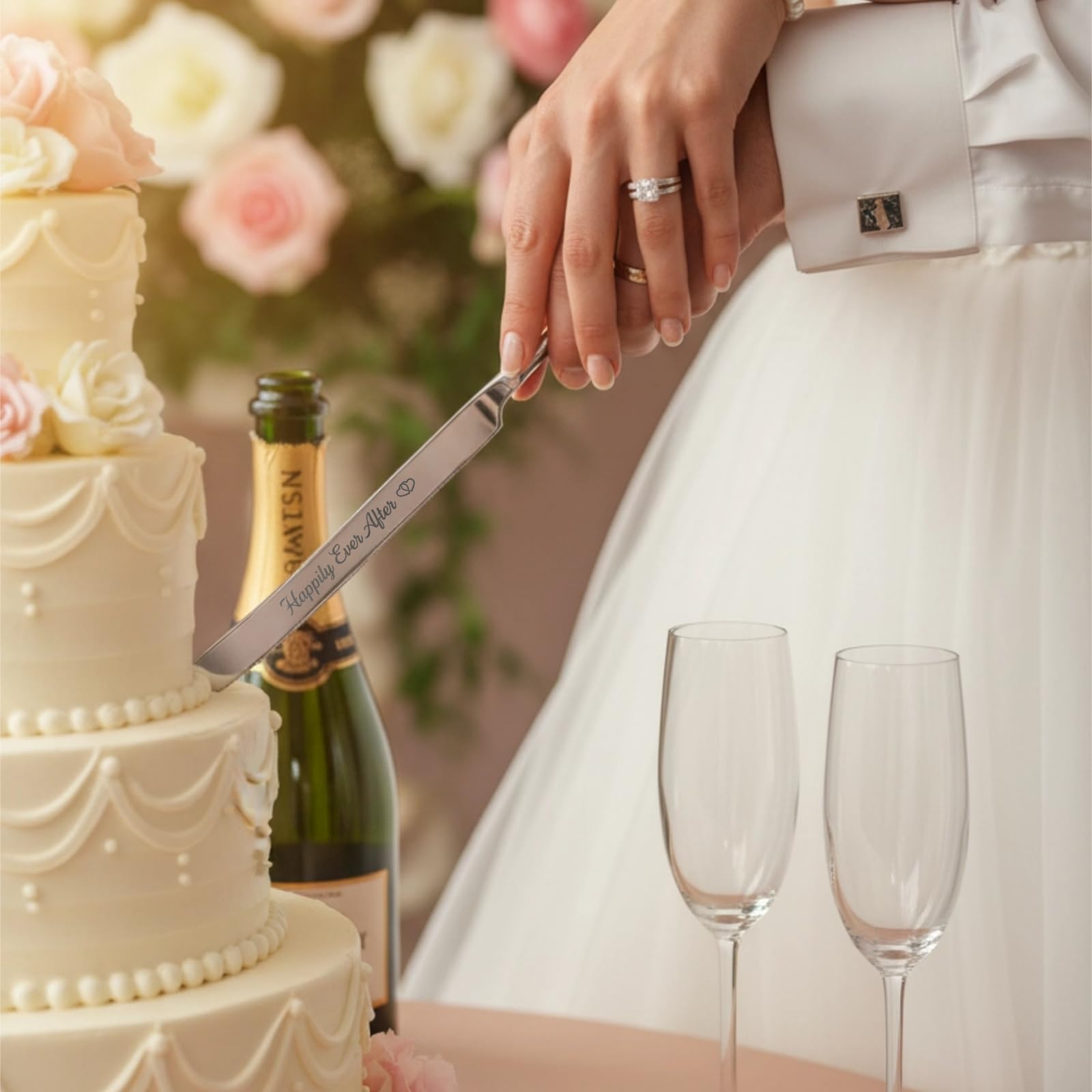 Kingump servidor para cortar torta de boda plateado con diseño ergonómico.