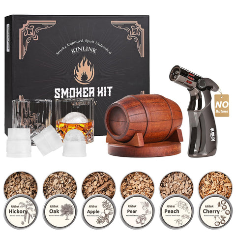 KINLINK kit whisky ahumado con barril de madera para experiencias de coctelería