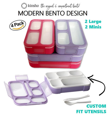 Kinsho bento grande con tapas de silicona para mayor agarre.