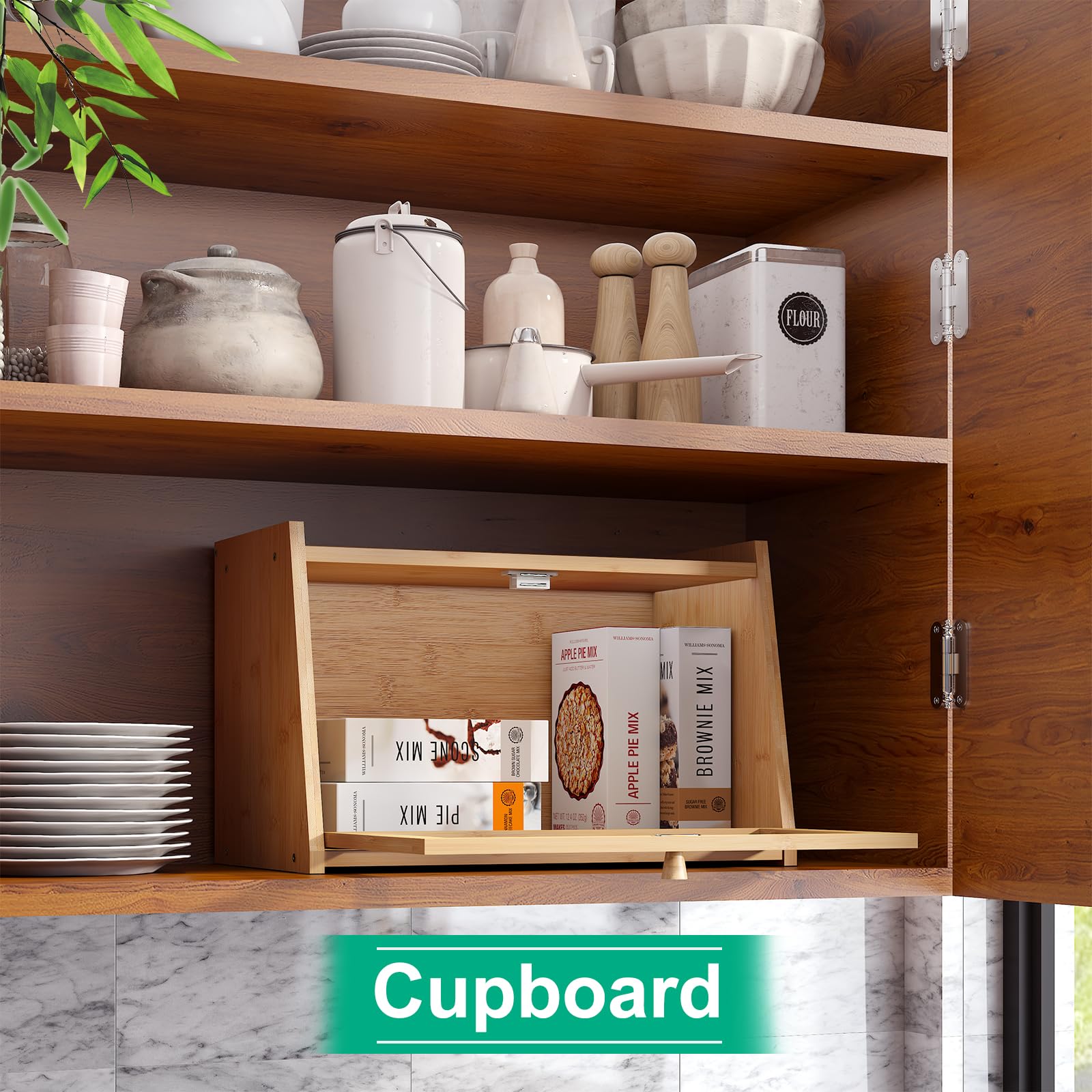 Kiplant caja pan bambú, almacenamiento elegante para pan y bollos.