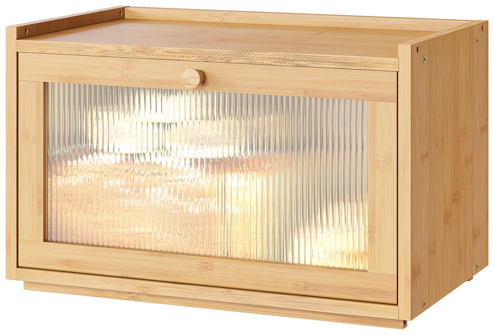 Kiplant caja pan con puerta ondulada transparente para ver el pan sin perder privacidad.