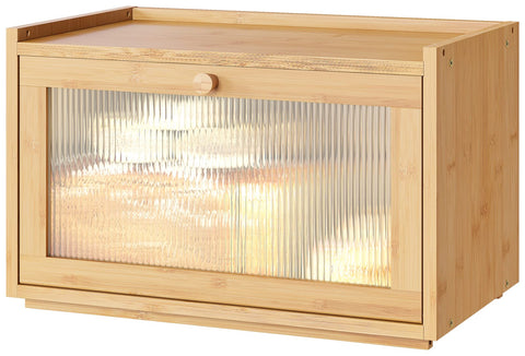 Kiplant caja pan con puerta ondulada transparente para ver el pan sin perder privacidad.