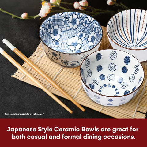 Kirosaku tazones cerámica duradera diseño azul blanco ideal para sopa.