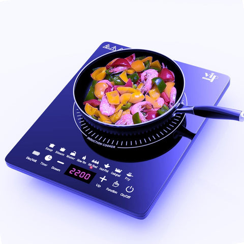 Kiseely HO2 placa de inducción portátil con superficie de cristal, cocina rápida y limpia.