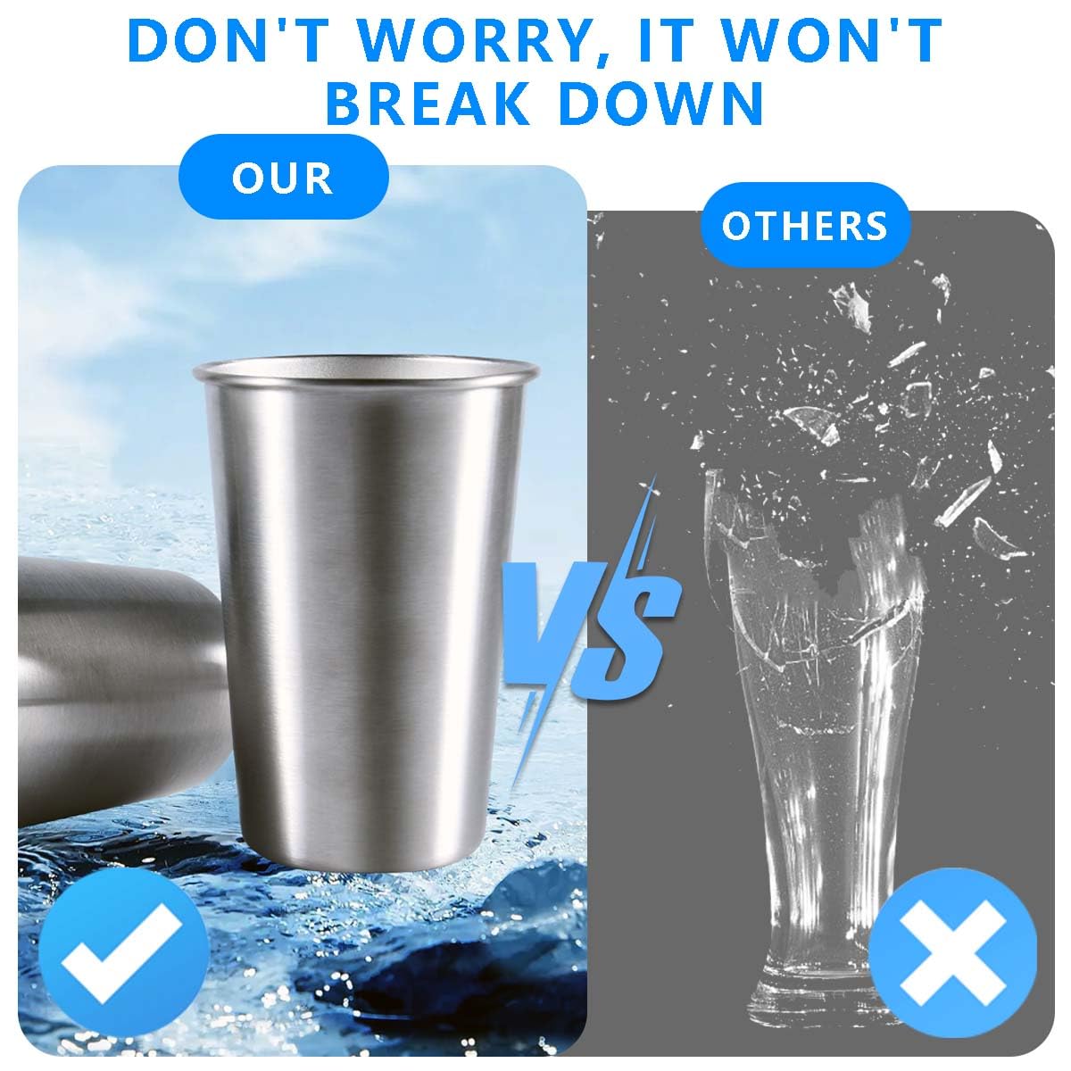 Vaso KISEER de acero inoxidable 500 ml, ideal para té o café.