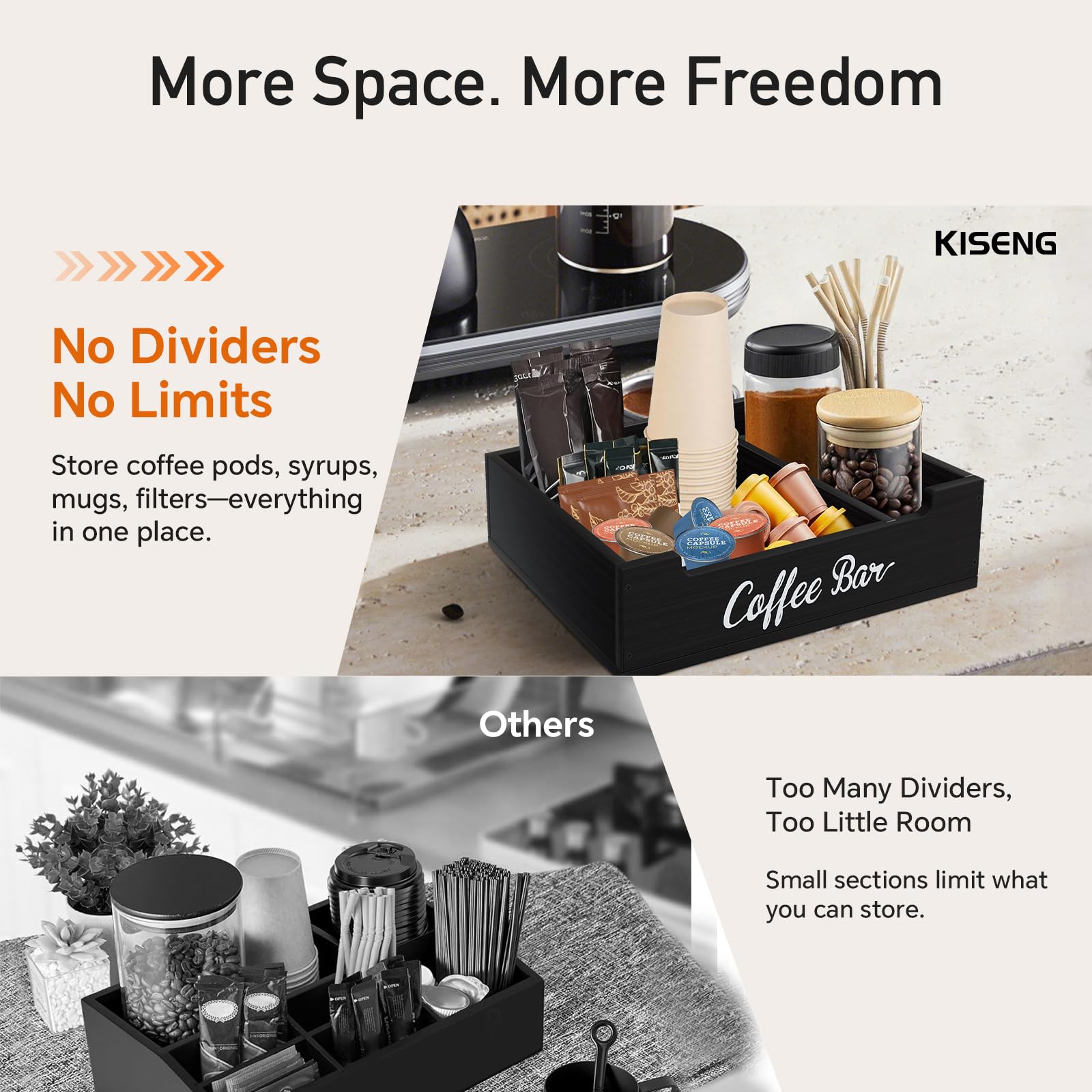 KISENG Divisor removible para ajustar espacios cápsulas café azúcar y sorbetes.