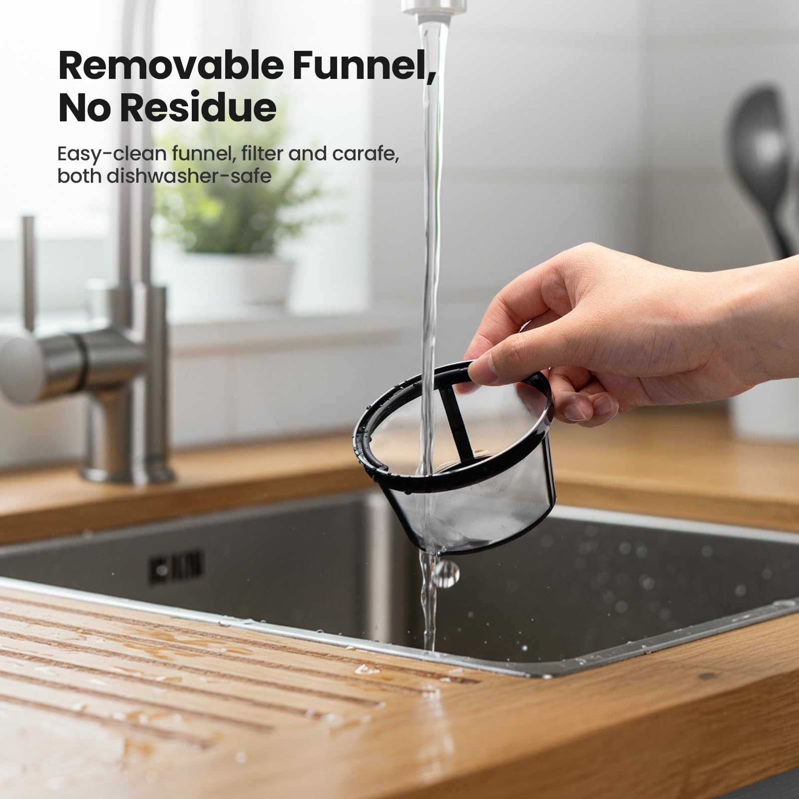 Kismile cafetera 5 tazas, filtro desmontable para facilitar limpieza.