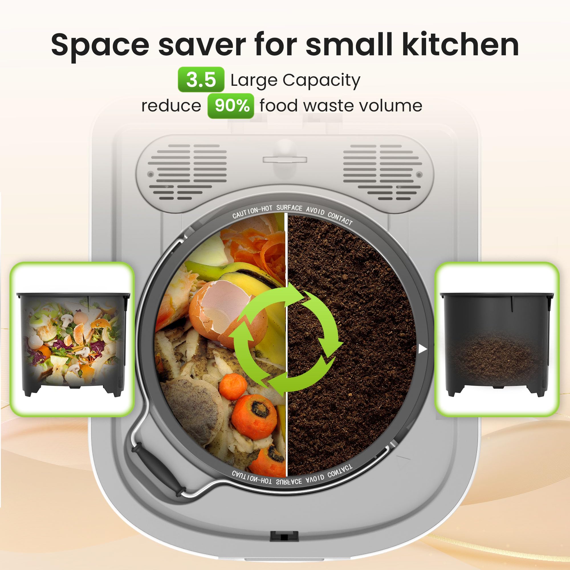 Kismile compostador interior 4l con pantalla inteligente para uso diario