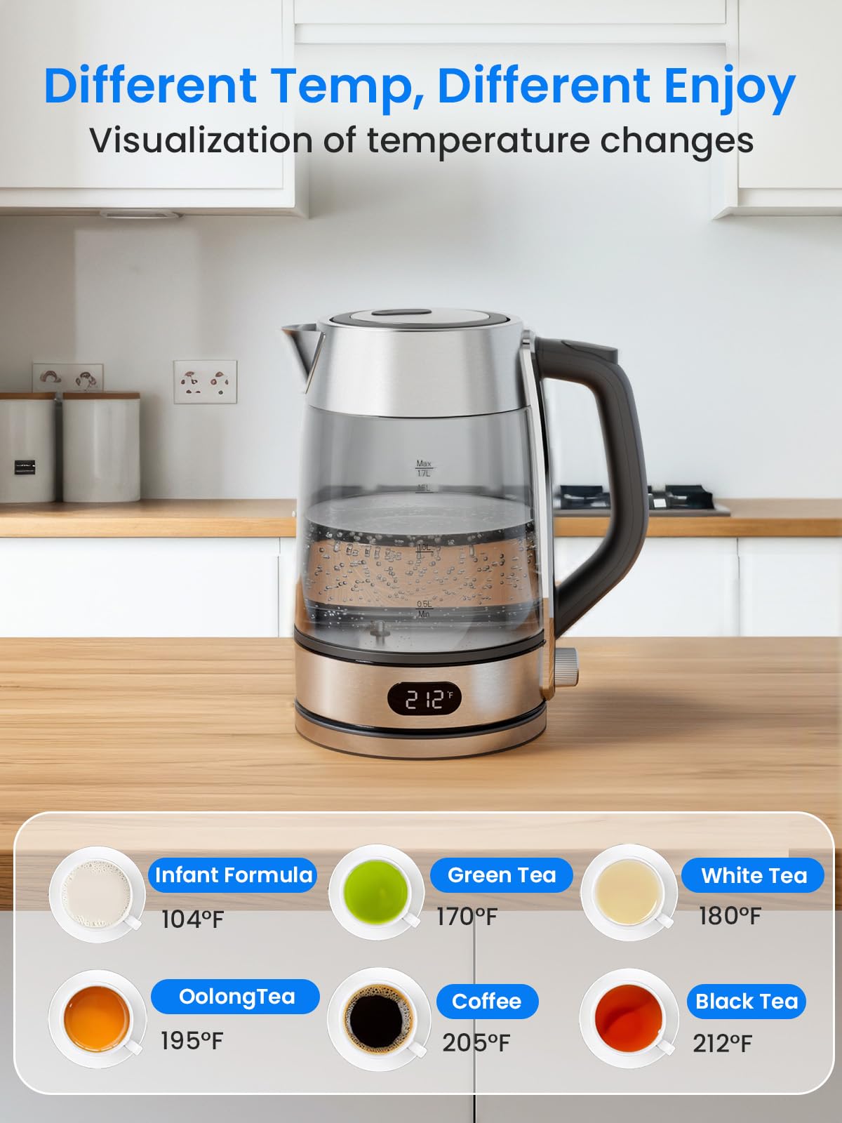 Kismile hervidor de vidrio borosilicato y acero 304, seguridad alimentaria.