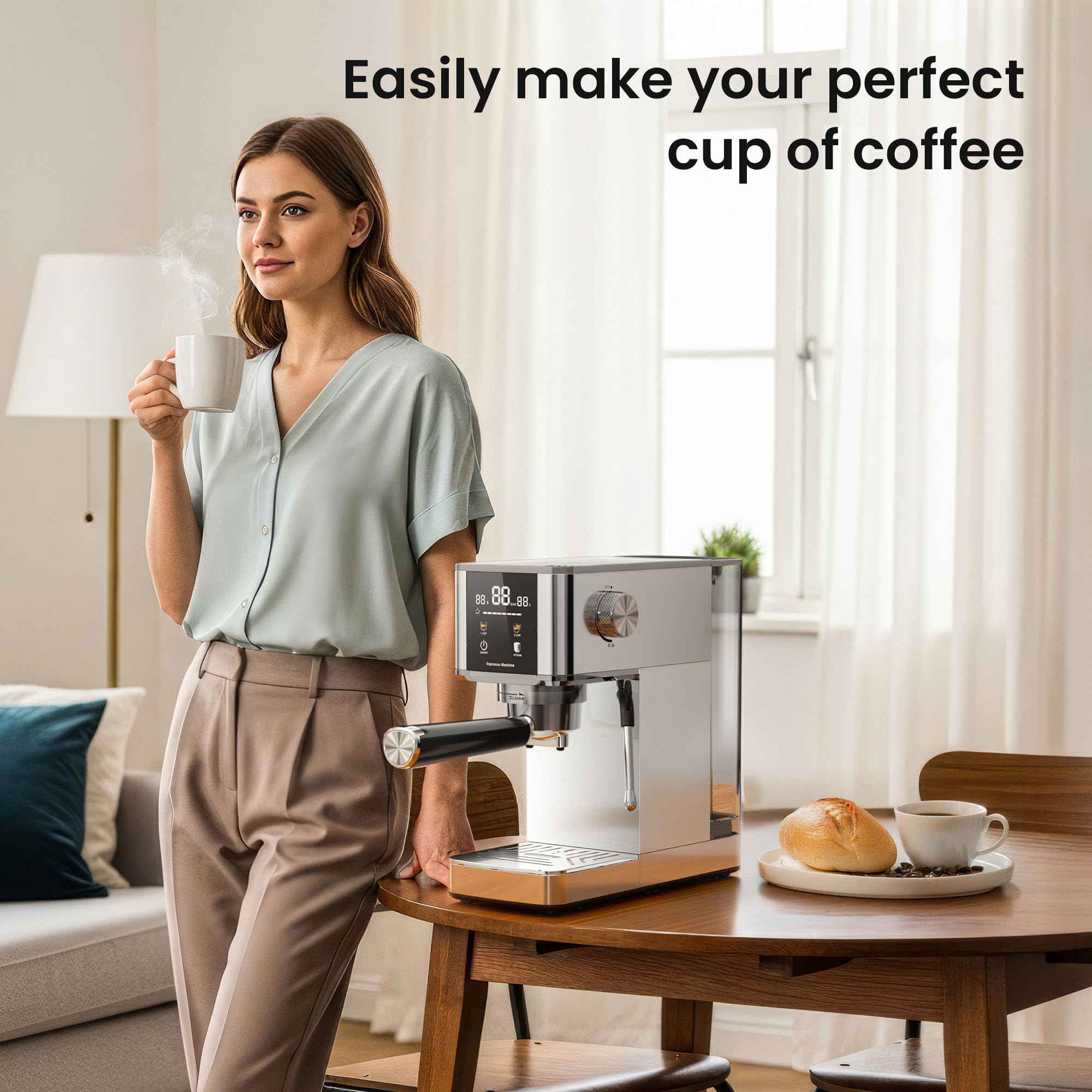 Kismile bomba de presión para espresso rico y cuerpo pleno.