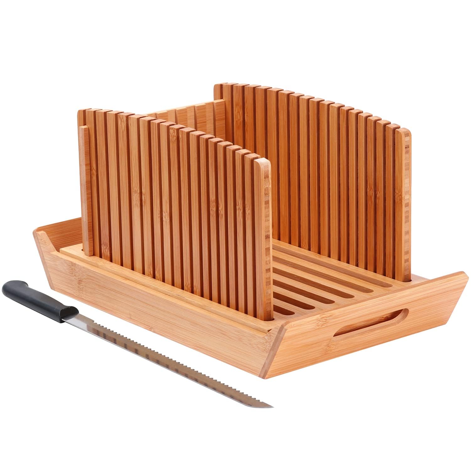 Kiss Core Rebanador de pan de bambú con ajuste de tallas para panes caseros.