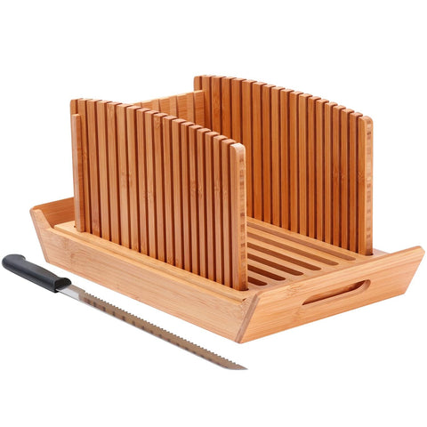 Kiss Core Rebanador de pan de bambú con ajuste de tallas para panes caseros.