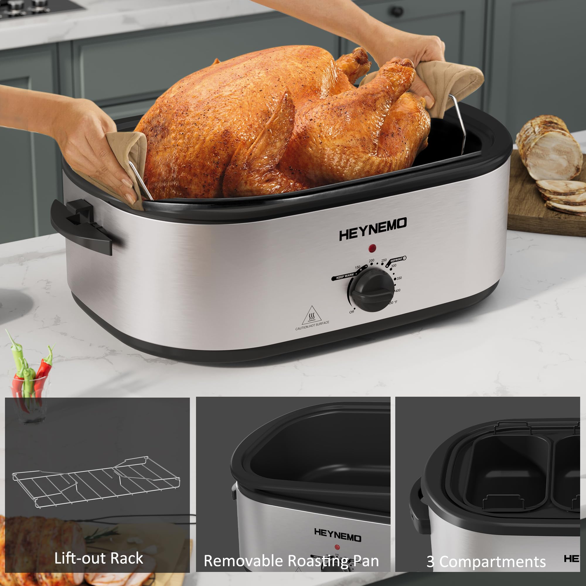 Kiss the Water 24QT horno asador, funciones múltiples para descongelar, hornear y mantener caliente.