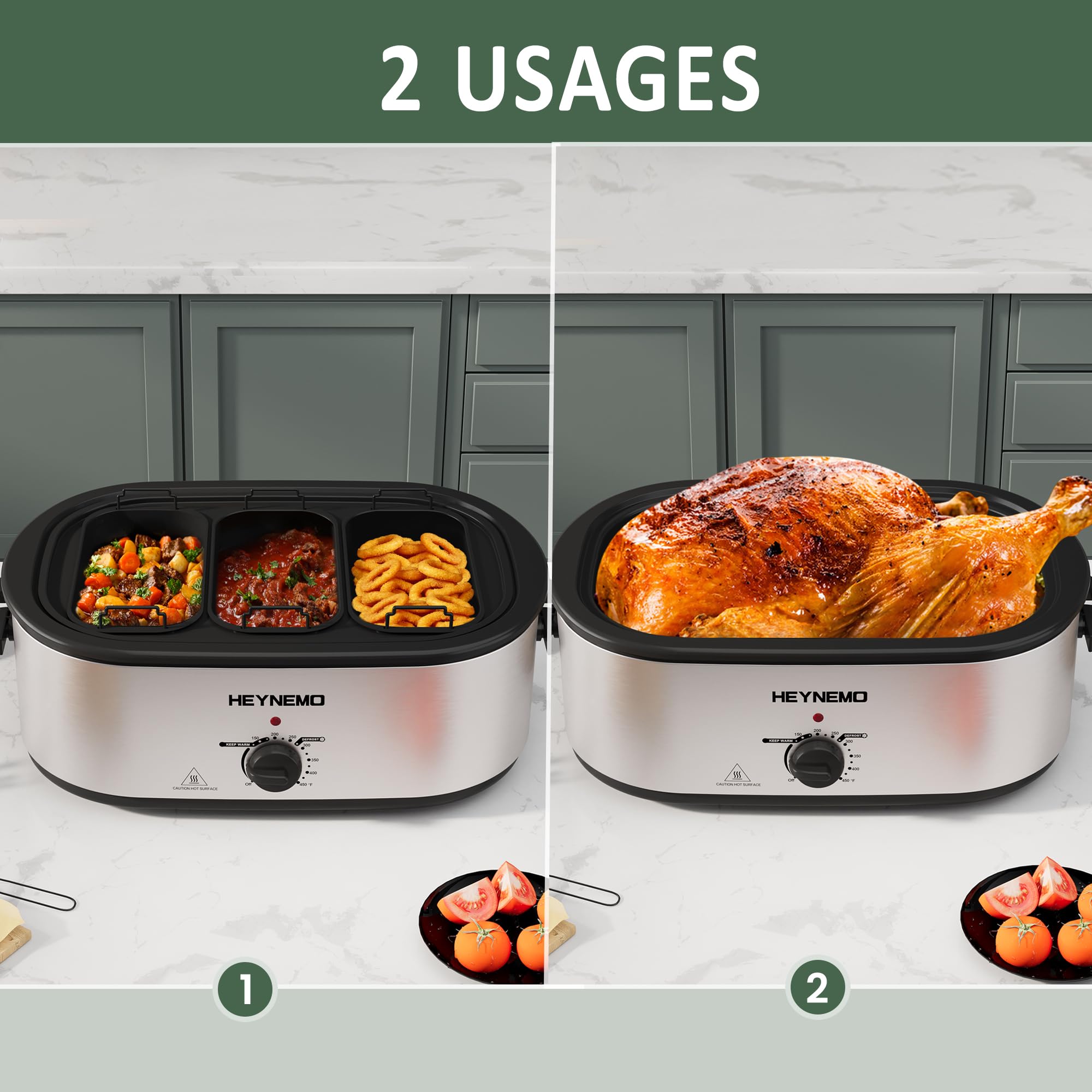 Kiss the Water 24QT horno asador, interior espacioso para varias preparaciones sin mezcla de sabores.