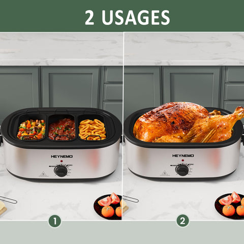 Kiss the Water 24QT horno asador, interior espacioso para varias preparaciones sin mezcla de sabores.