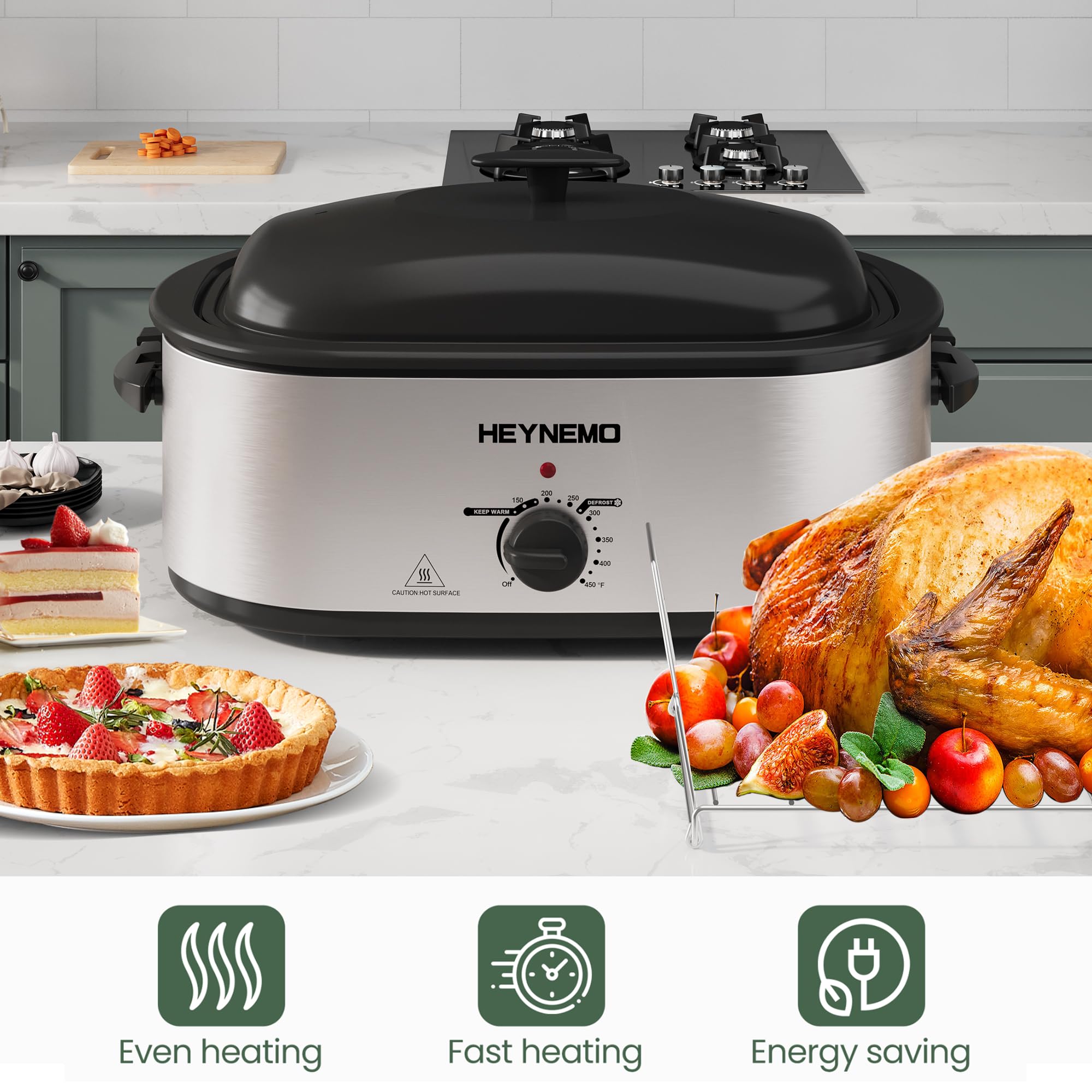 Kiss the Water 24QT horno asador, regulador de temperatura para control preciso.