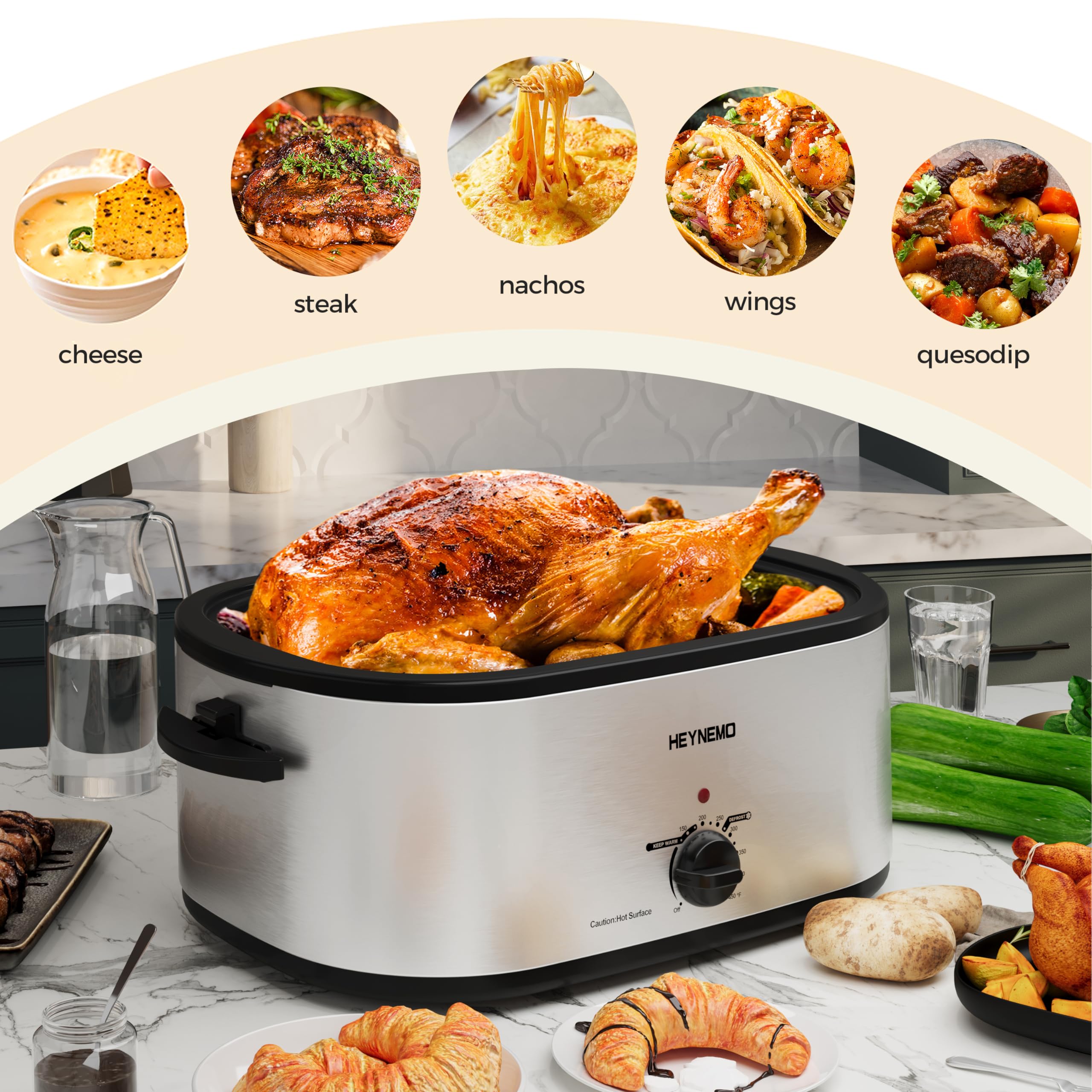 Kiss the Water Horno asador 28qt, ventana de visualización para seguir cocción sin abrir