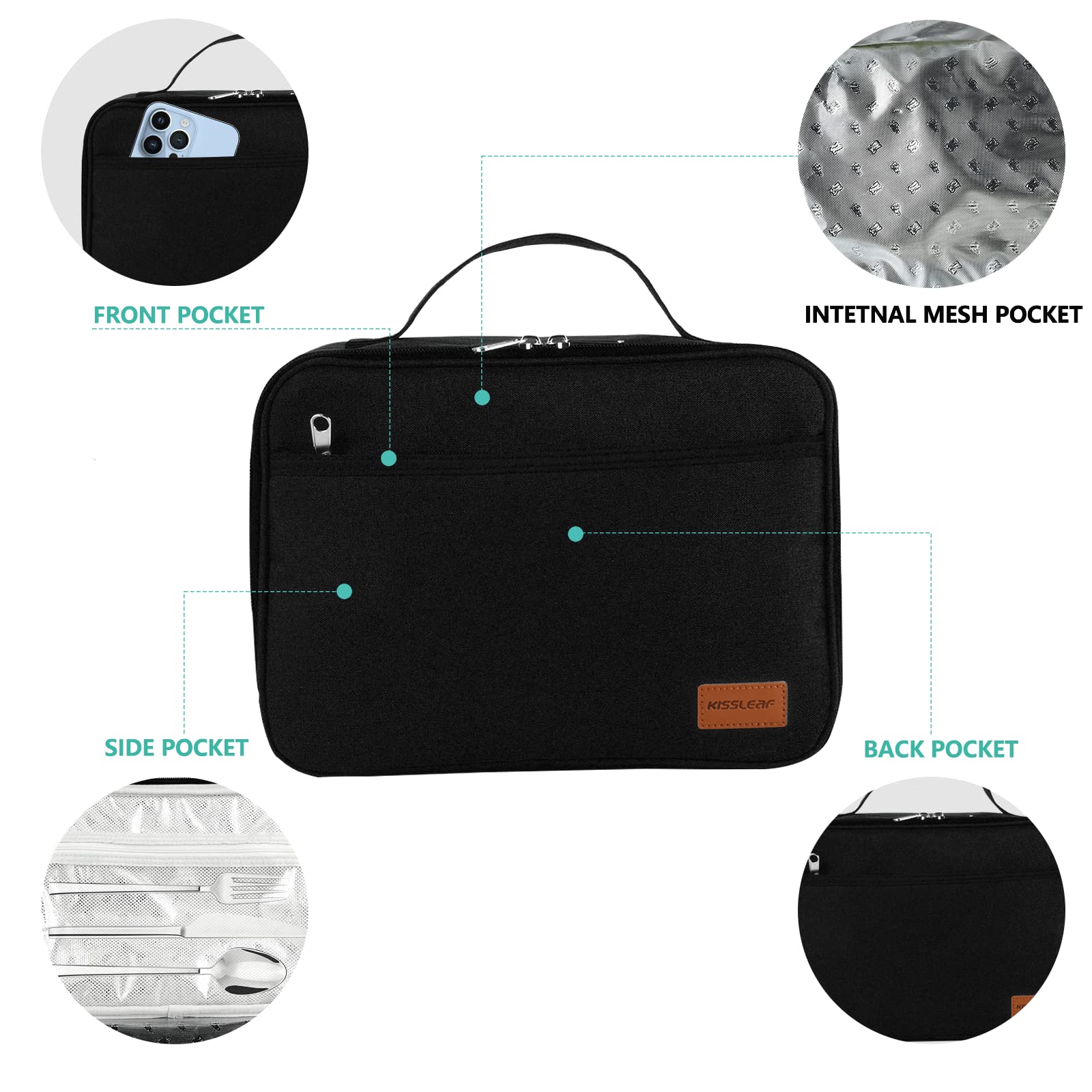 kissleaf bolsa de gran capacidad para llevar las comidas del día