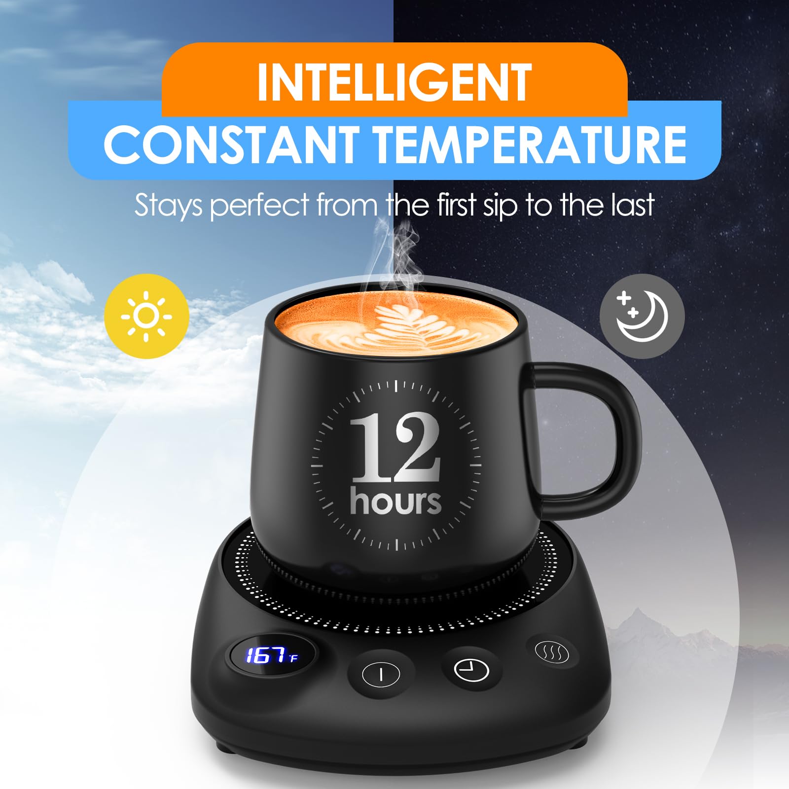 KitchekShop Calentador de tazas con apagado automático para seguridad.