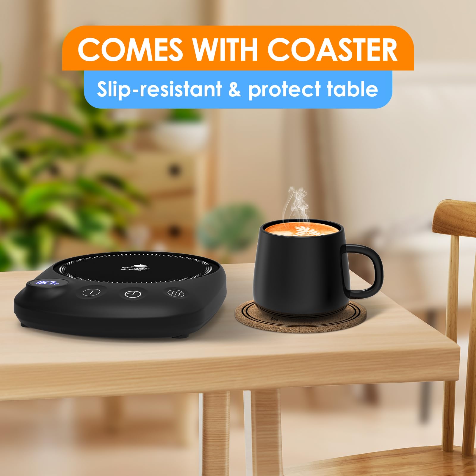 KitchekShop Calentador de tazas incluye posavasos elegante.
