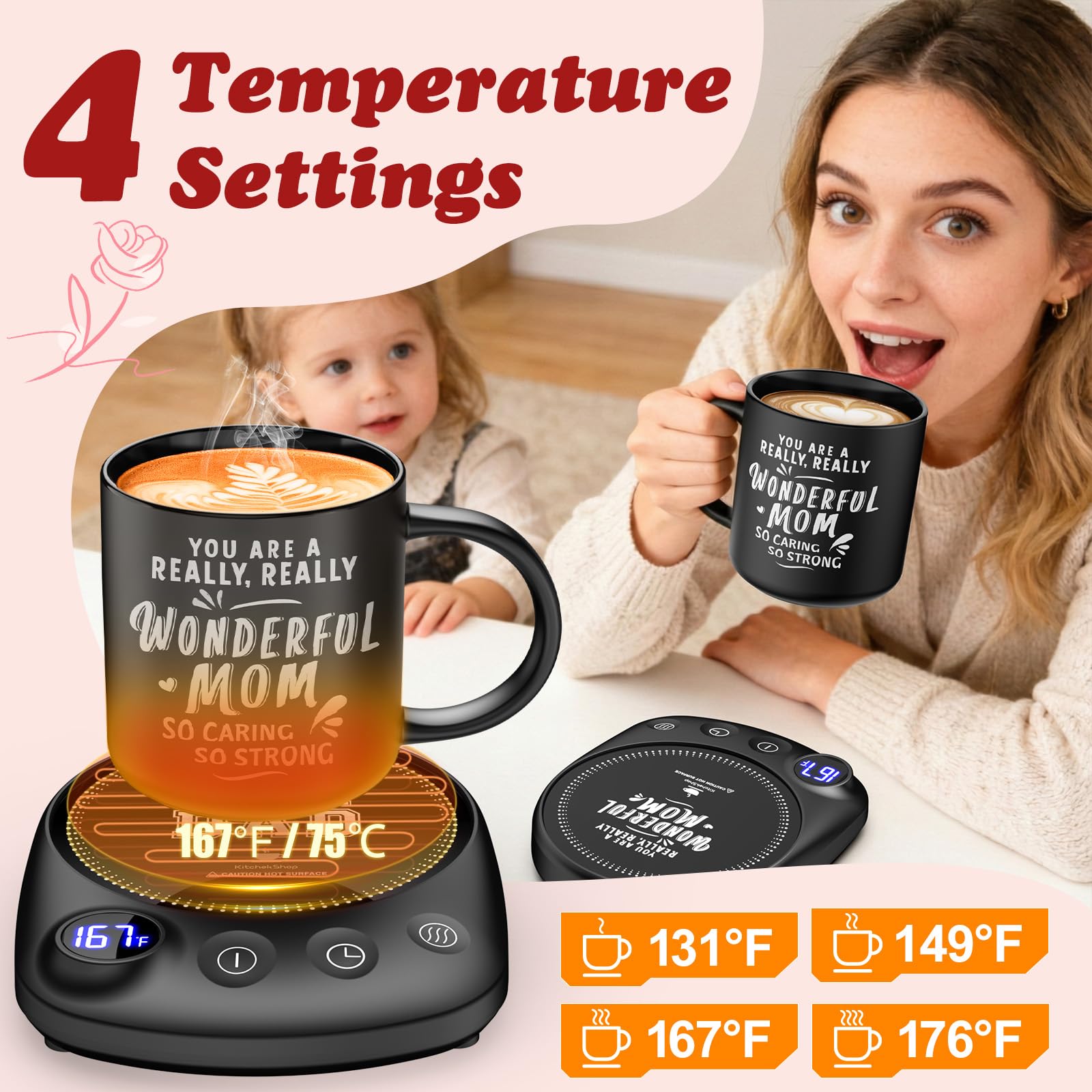 KitchekShop Calentador de tazas placa amplia para la mayoría de tazas.