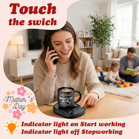 KitchekShop Calentador de tazas incluye posavasos elegante para escritorio.