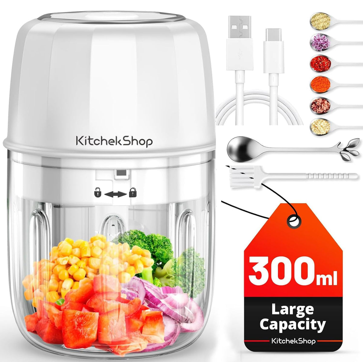KitchekShop picadora-ajo-350ml: ideal para picar ajo rápidamente.