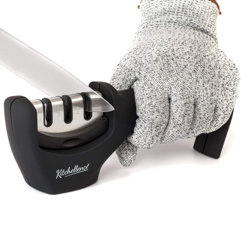 KITCHELLENCE afilador de cuchillos 3 etapas para filo preciso en la cocina