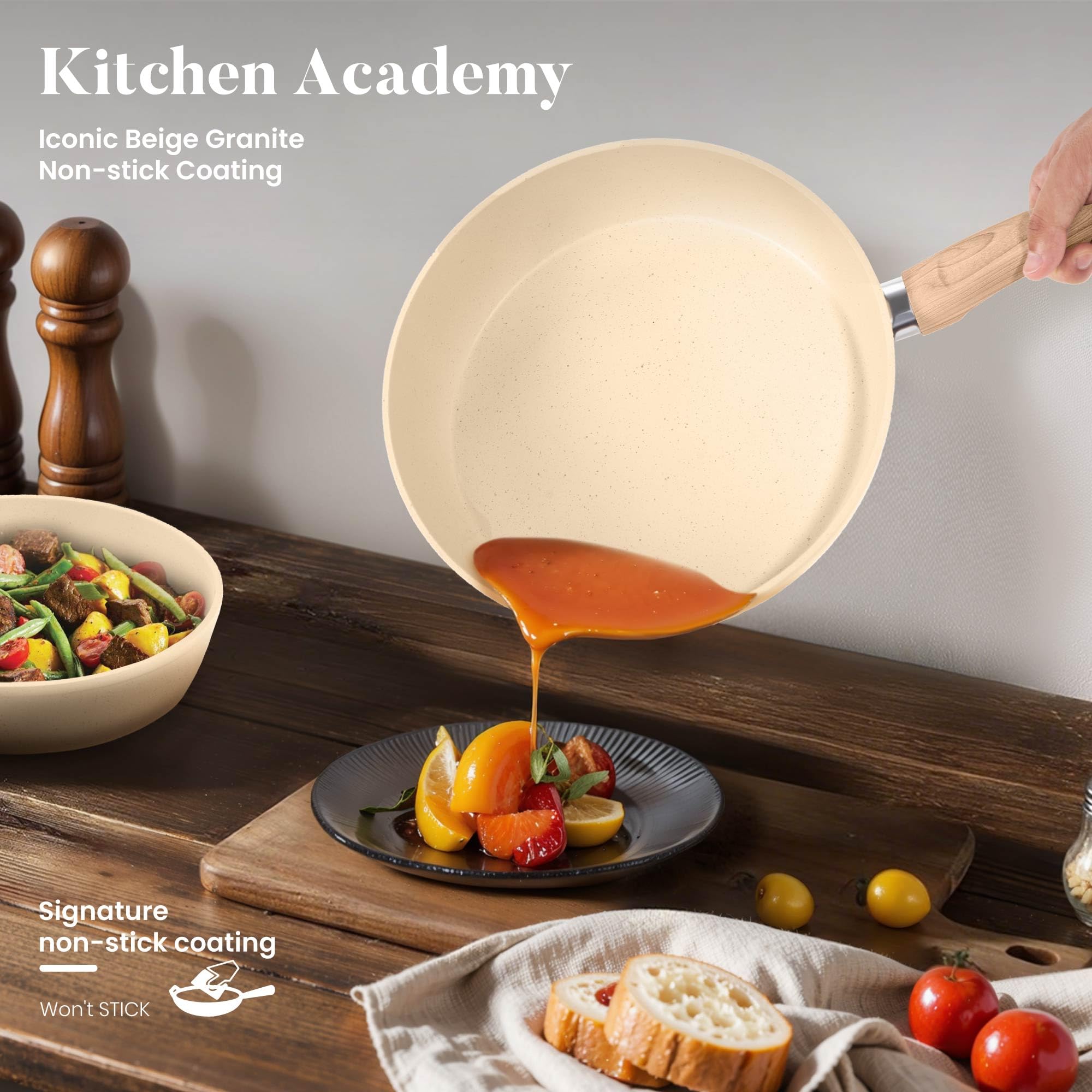 Kitchen Academy sarten-11-pulgadas antiadherente para cocción uniforme y limpieza sencilla