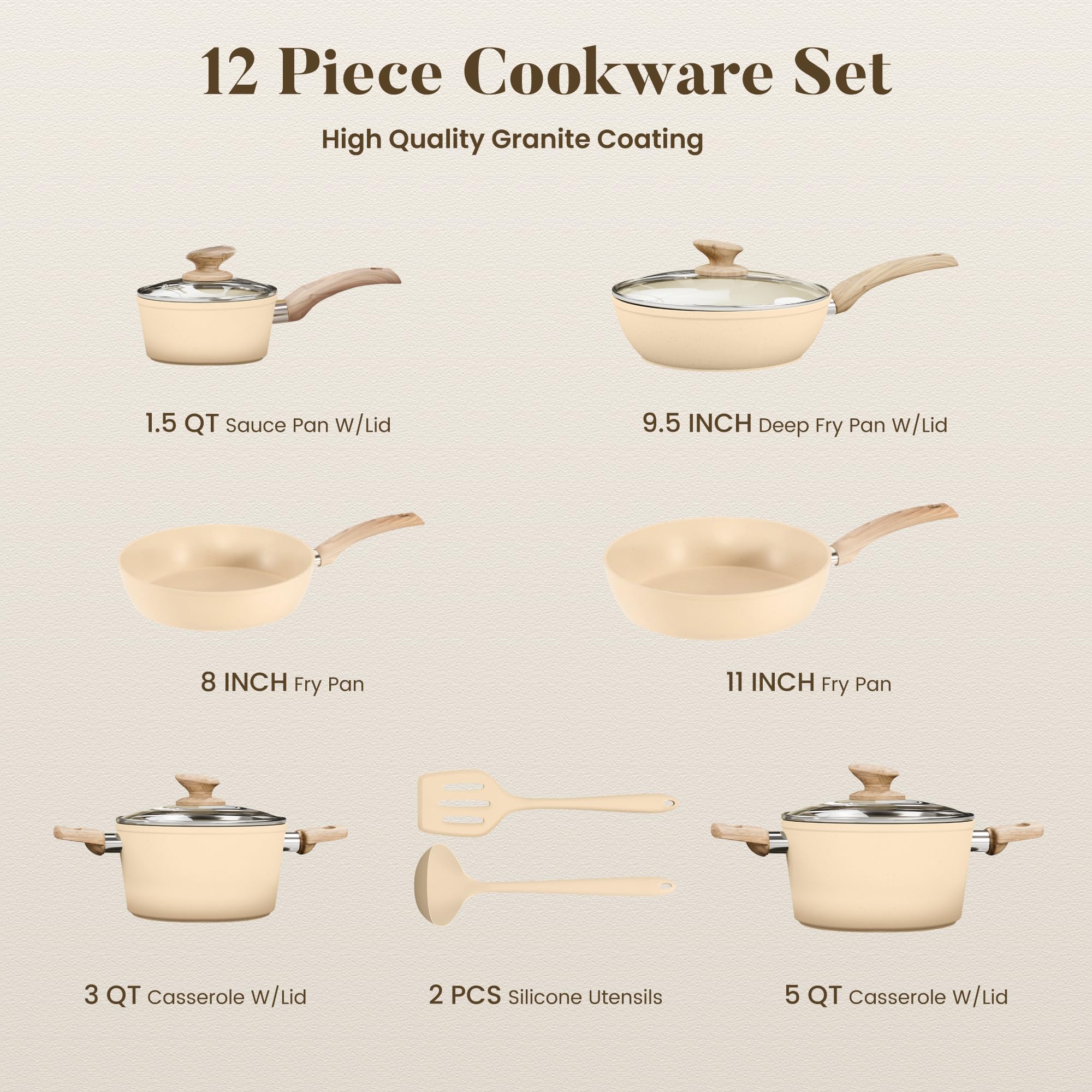 Kitchen Academy set antiadherente de granito completo