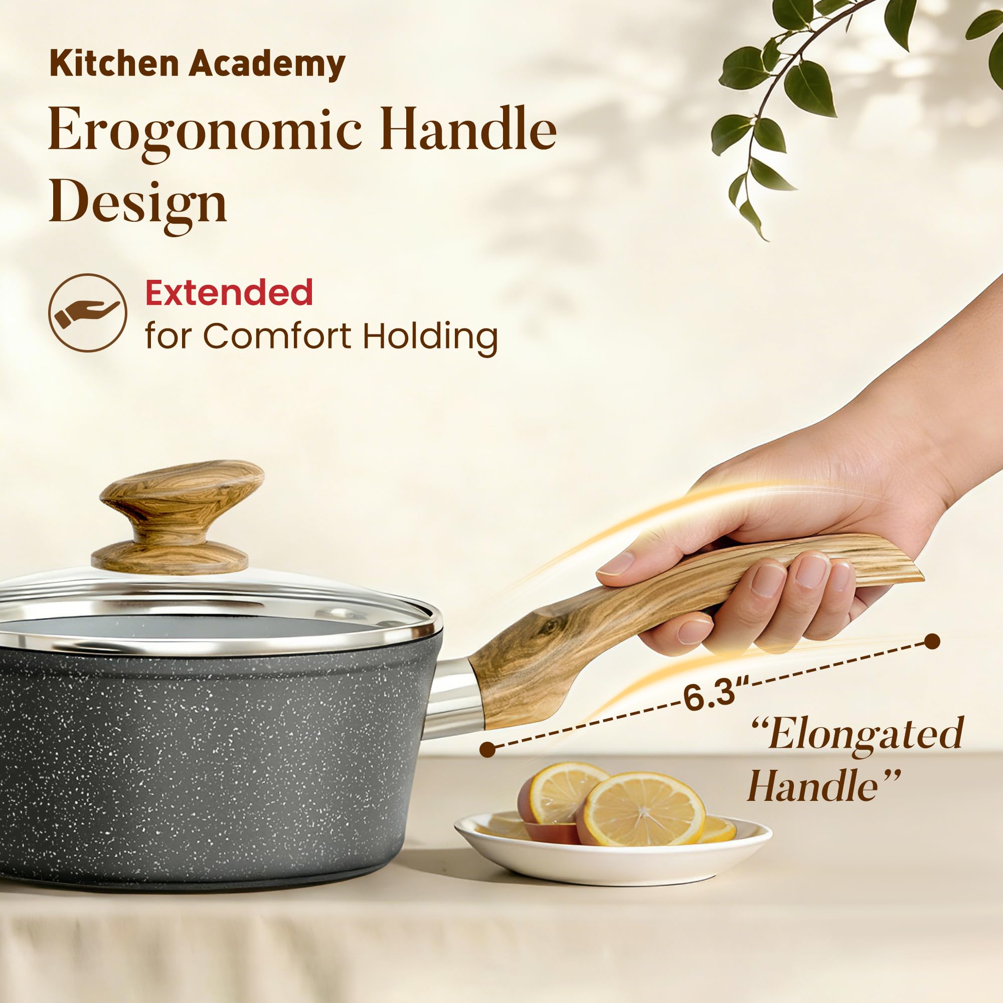 Kitchen Academy olla 3 cuartos con tapa gris, cocción uniforme para guisos