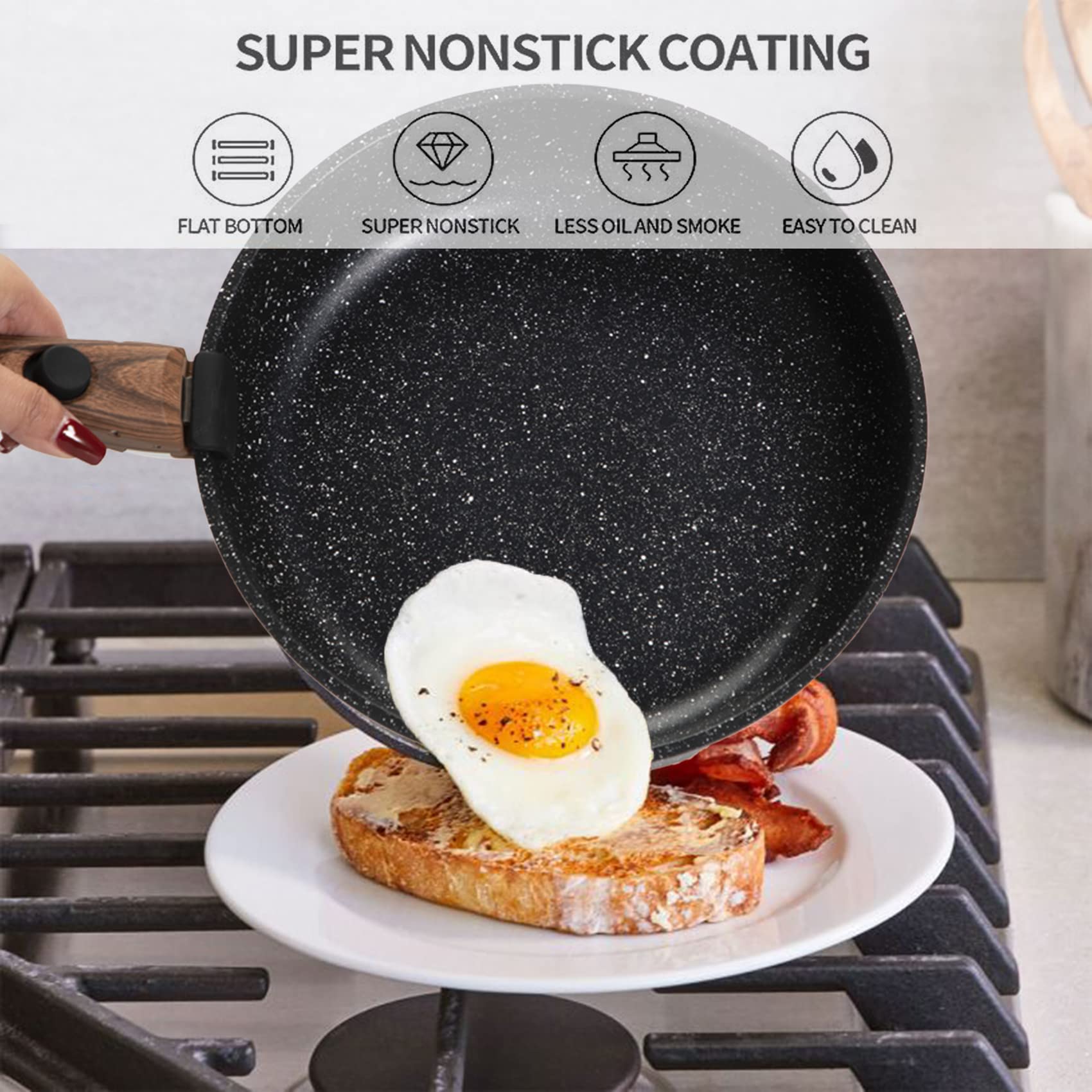 Kitchen Academy sartén de 8 pulgadas, compatible con inducción para calor uniforme