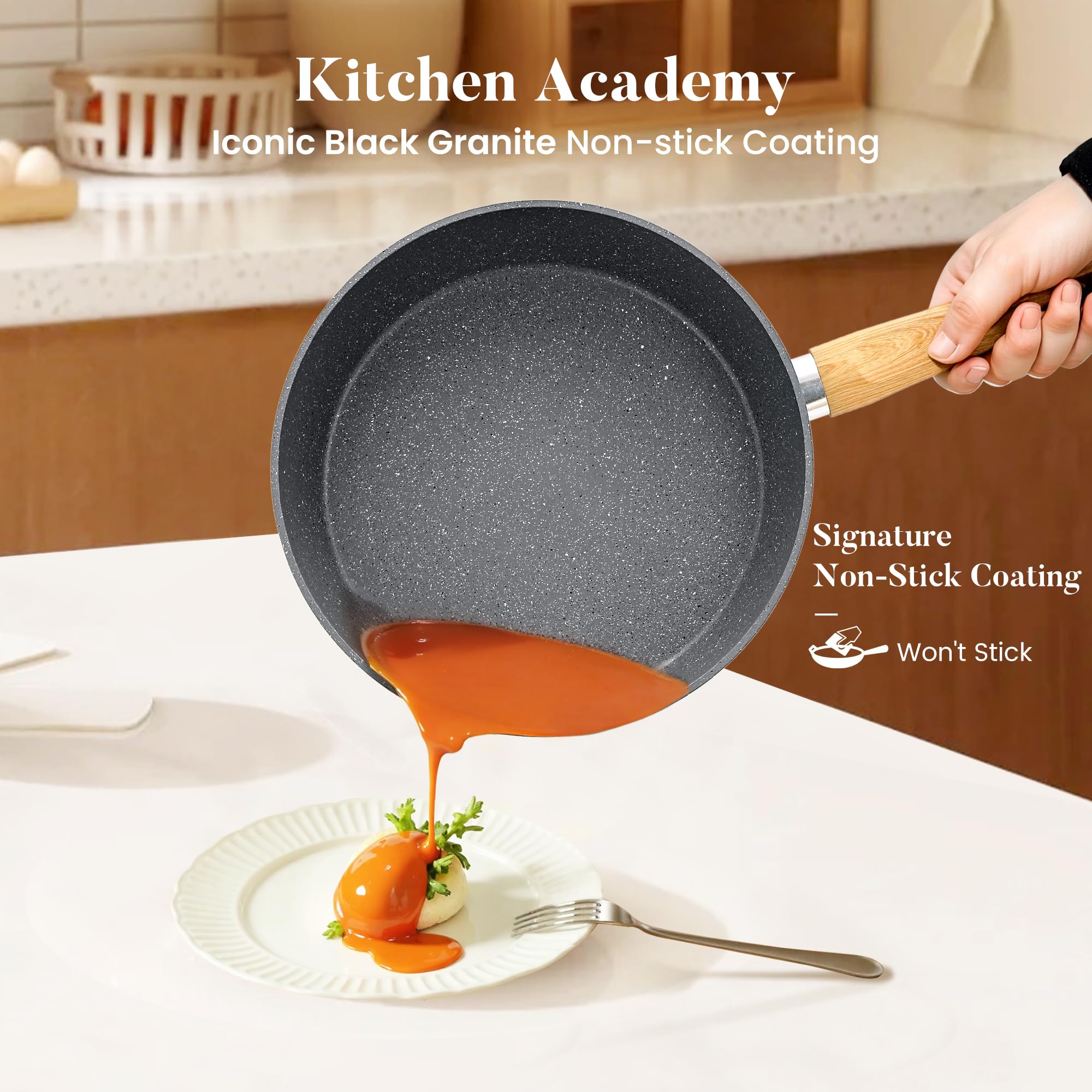 Kitchen Academy sarten granito 11 pulgadas para cocción uniforme y rápida