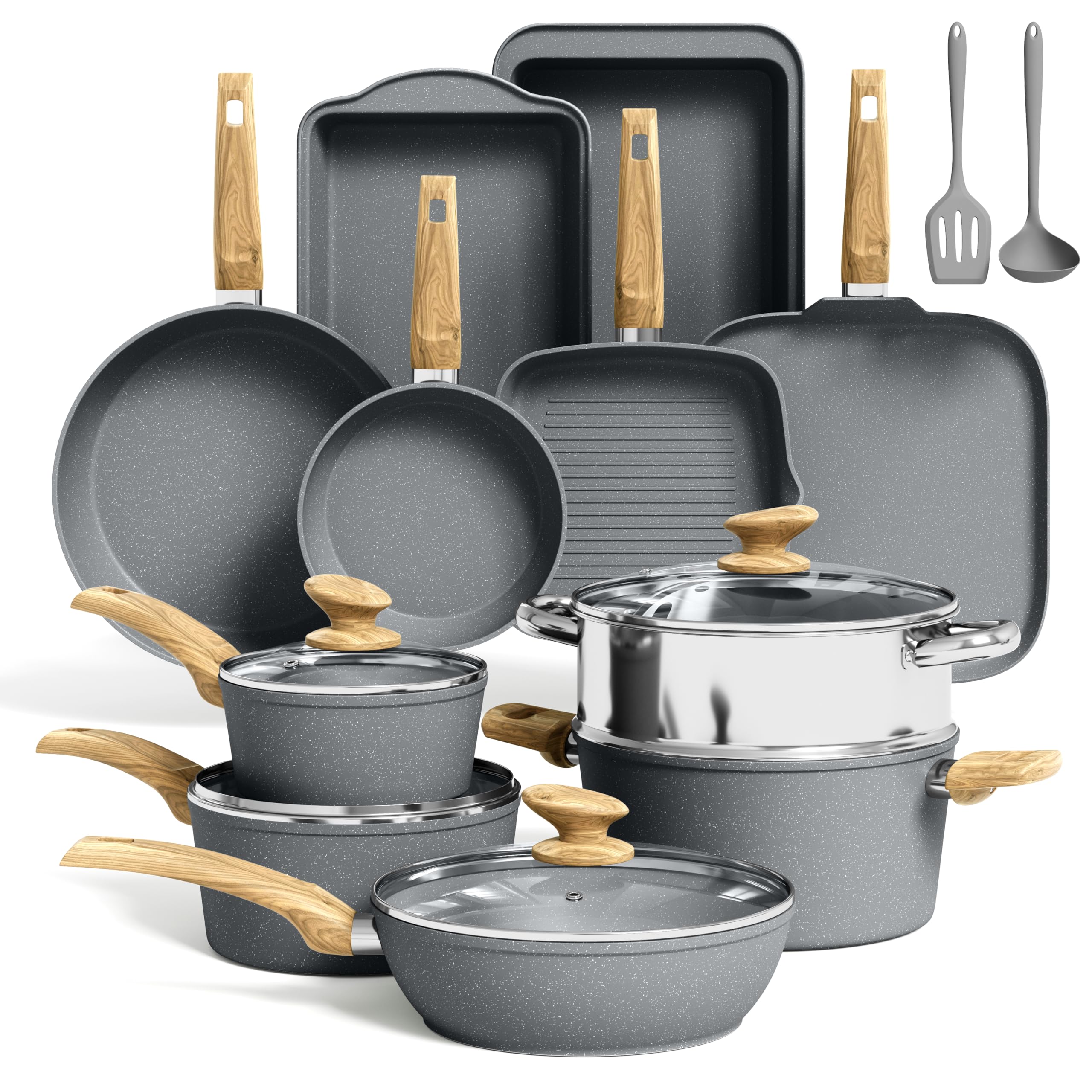 Kitchen Academy sarten granito 8 pulgadas para cocinar sin pegar y limpieza fácil