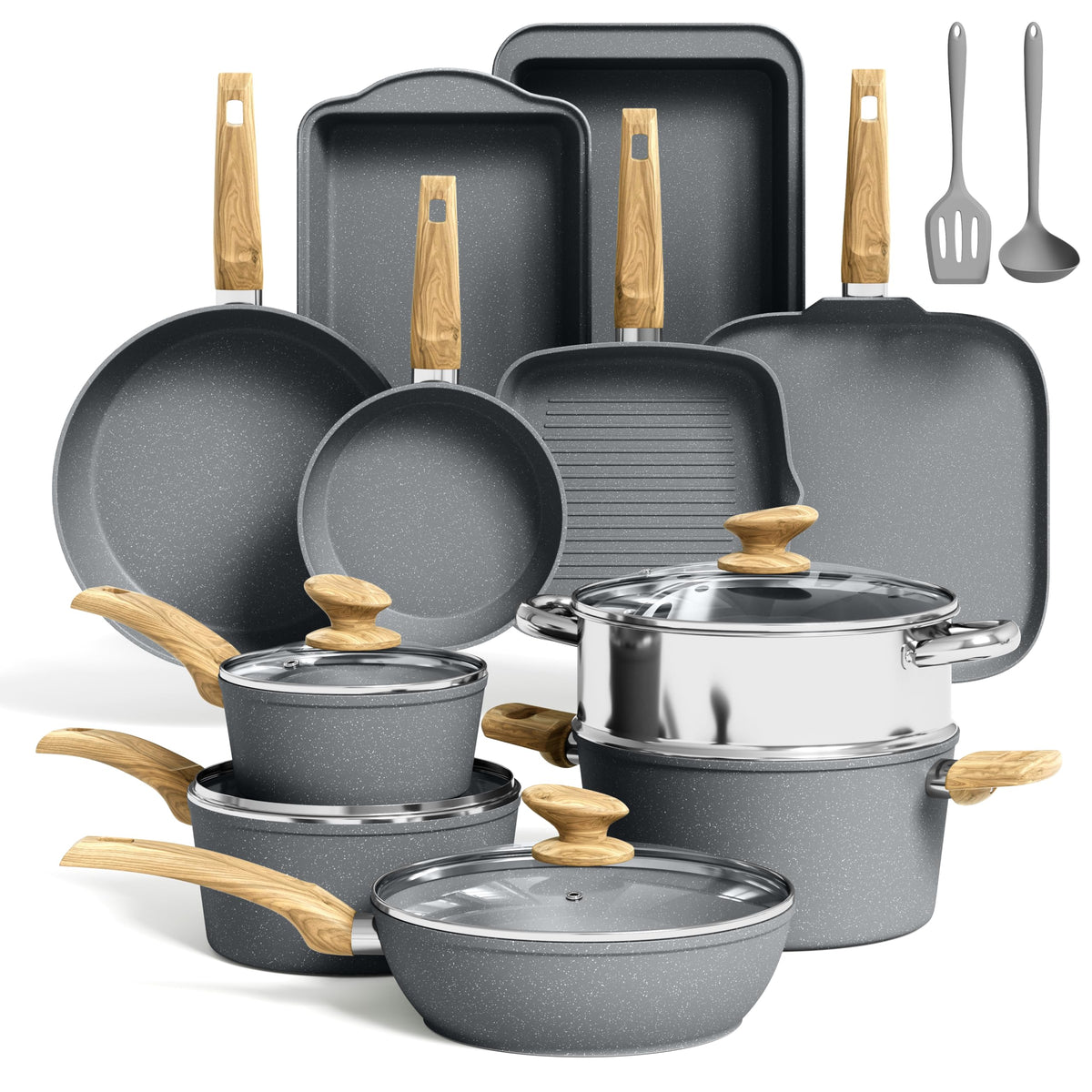 Kitchen Academy sarten granito 8 pulgadas para cocinar sin pegar y limpieza fácil