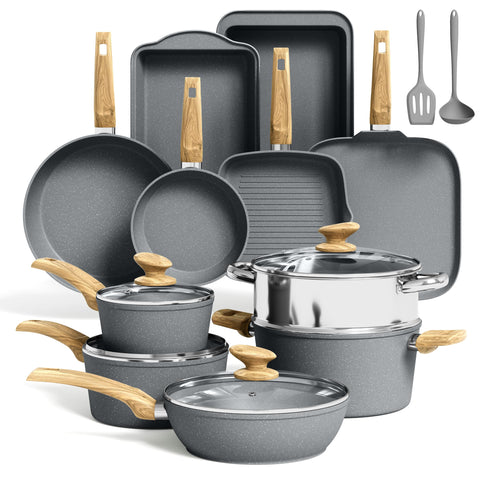 Kitchen Academy sarten granito 8 pulgadas para cocinar sin pegar y limpieza fácil