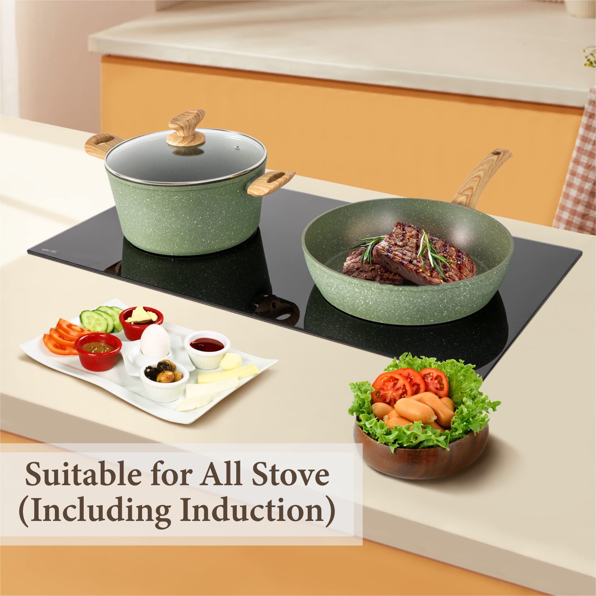 Sartén profunda Kitchen Academy 9-7 pulgadas con tapa para guisos