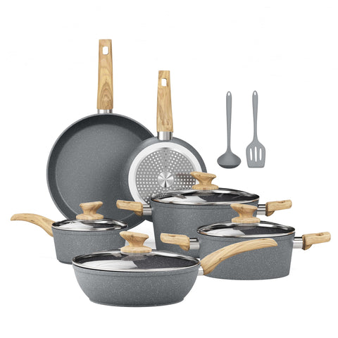 Kitchen Academy set inducción 12 piezas gris, versátil para uso diario sin esfuerzo