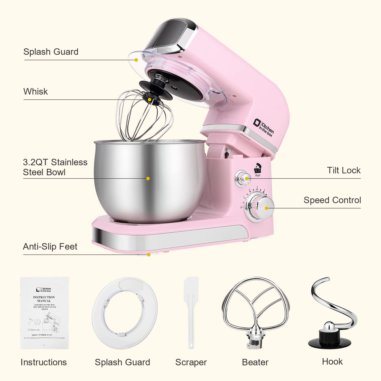 Kitchen in the box: 6 velocidades para batir de suave a intenso con precisión.