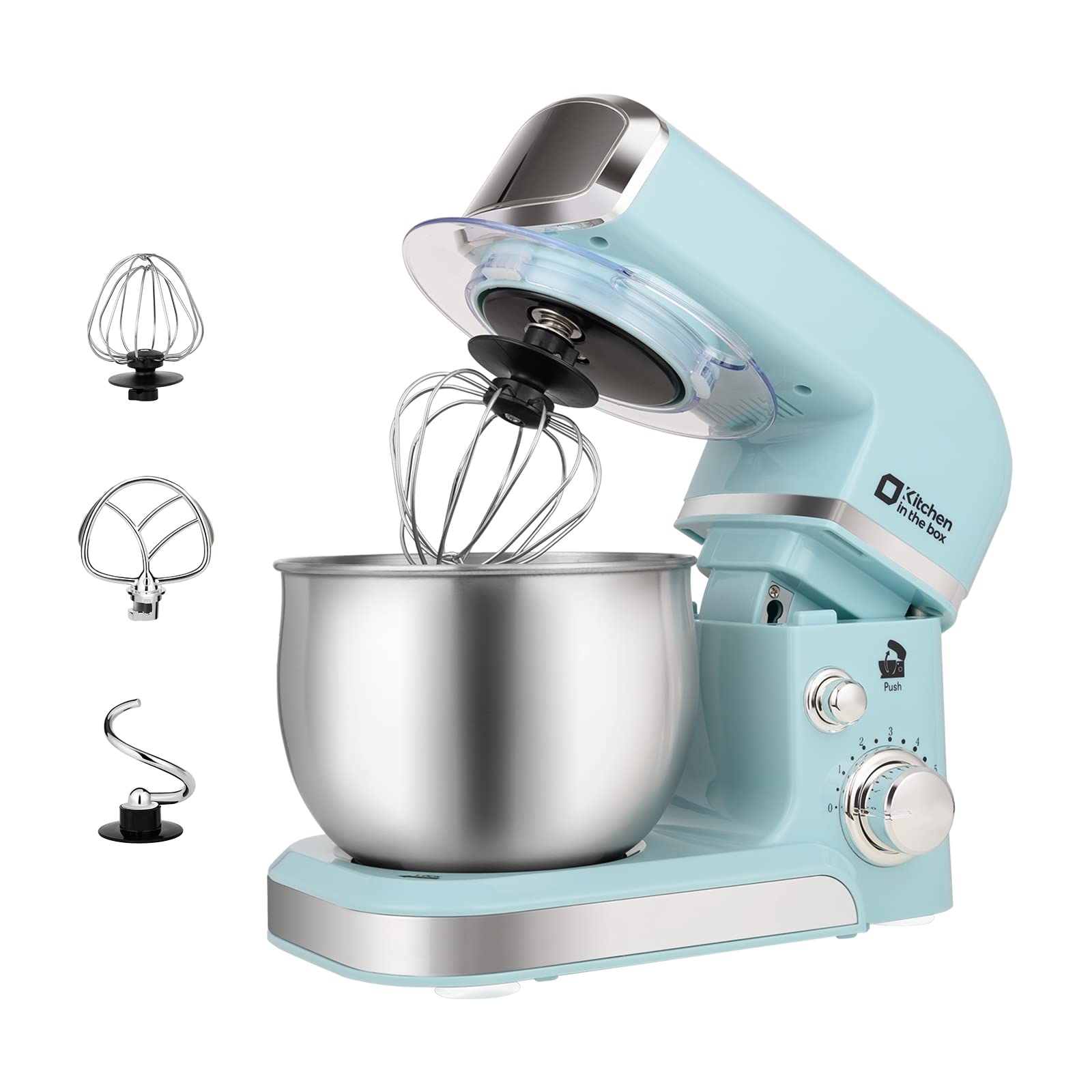 Kitchen in the box: Mezcladora de pie azul compacto ideal para cocinas pequeñas.