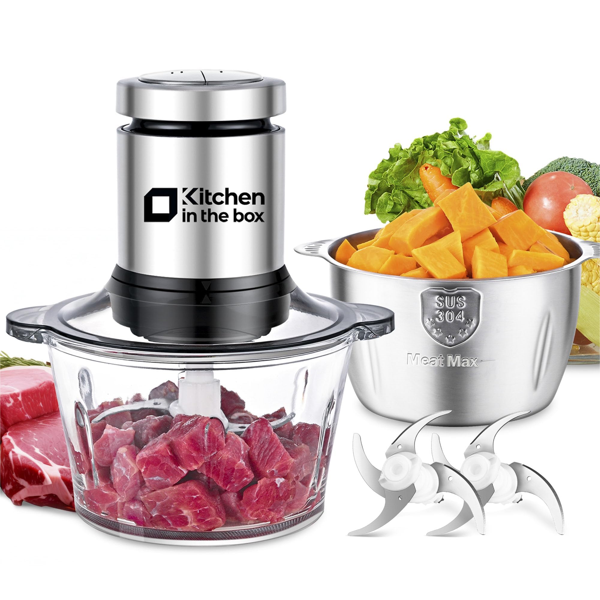 Kitchen in the box procesador con motor 400W para picar verduras con facilidad.