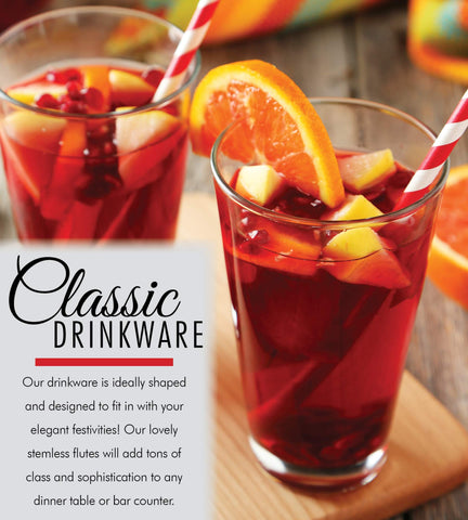 Vaso Kitchen Lux alto con base gruesa, ideal para bebidas refrescantes y cócteles.