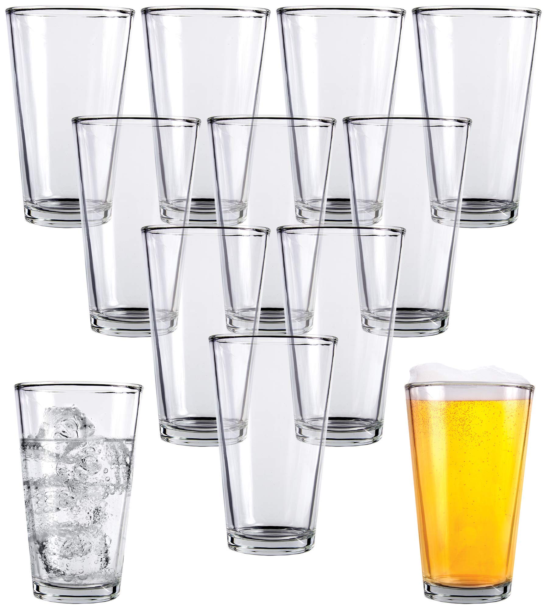 Vaso pint Kitchen Lux de 16 onzas, cristal claro para bebidas refrescantes.