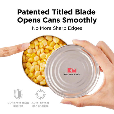 Kitchen Mama One-To-Go remover tapa integrado permite retirar tapas sin contacto.